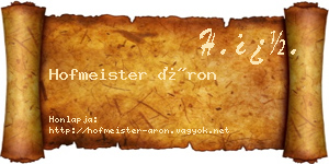 Hofmeister Áron névjegykártya
